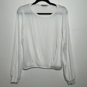Lola & Sophie White Mixed Media Blouse Top Shirt Women's Size XS